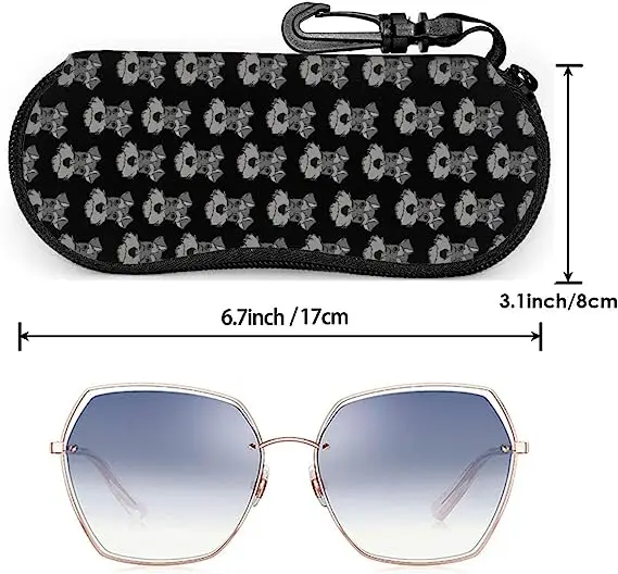 Bolsa anti-risco para óculos de sol e óculos, Elegante Adorável Mini Schnauzer Dog Glasses Case, Óculos macios portáteis, Presente