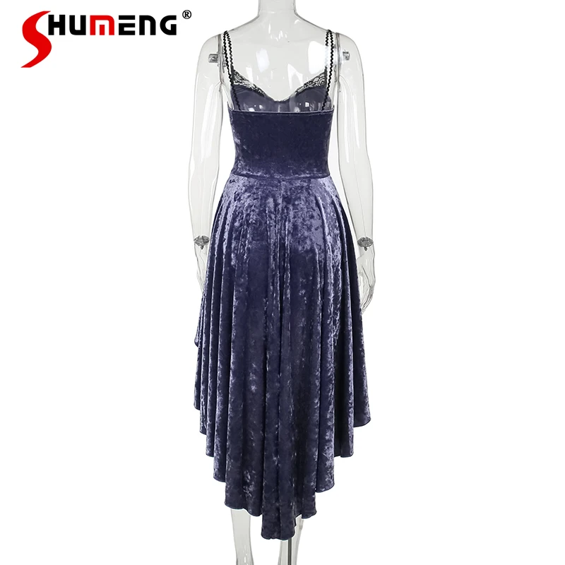 

Halloween Gothic Dresses Japanese Cosplay Costume Streetwear Purple Hot Girl Unique Design Cool Sleevelesss Slimming Strap Dress