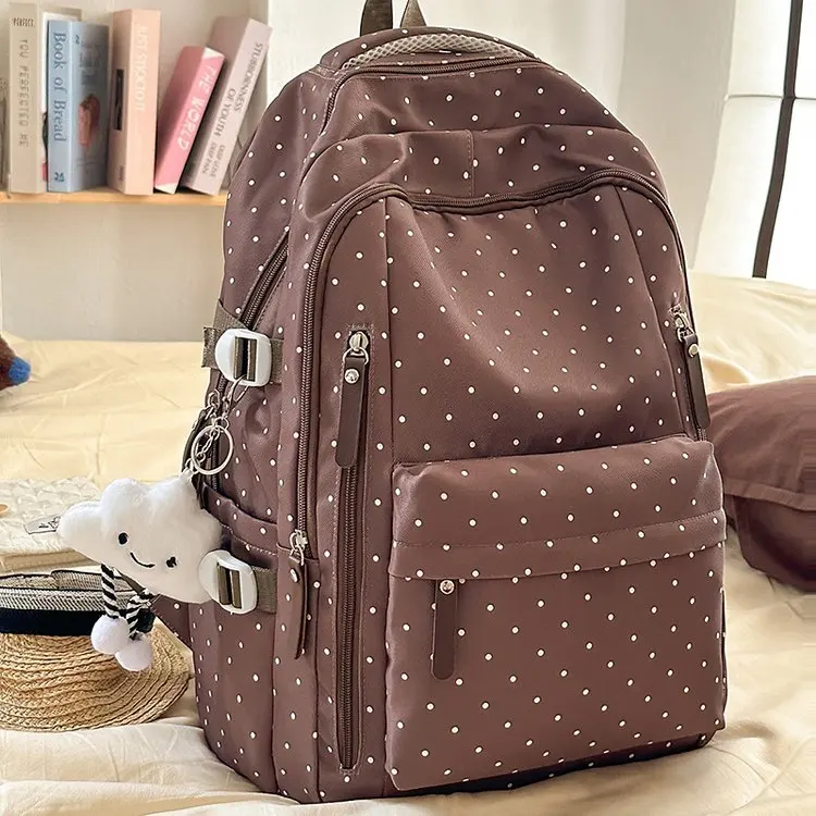 

2025 Autumn New 169 Cute Backpack Dopamine Bow Polka Dot Computer Backpack