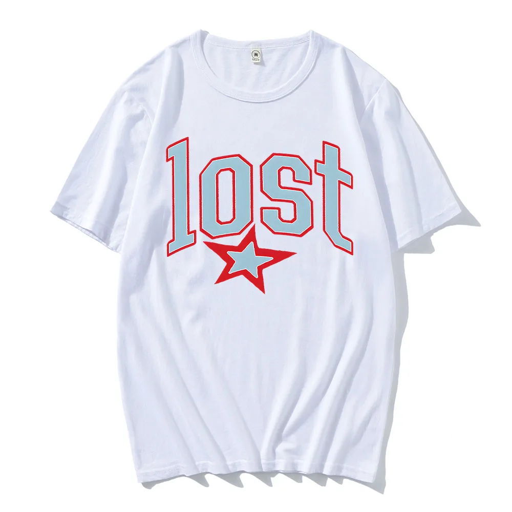 Mgk Lost Americana تي شيرت رجالي قطني بأكمام قصيرة تي شيرت للجنسين ملابس الشارع الشهير الهيب هوب الصيف الذكور بلايز فضفاضة س الرقبة الرجال التي شيرت #2
