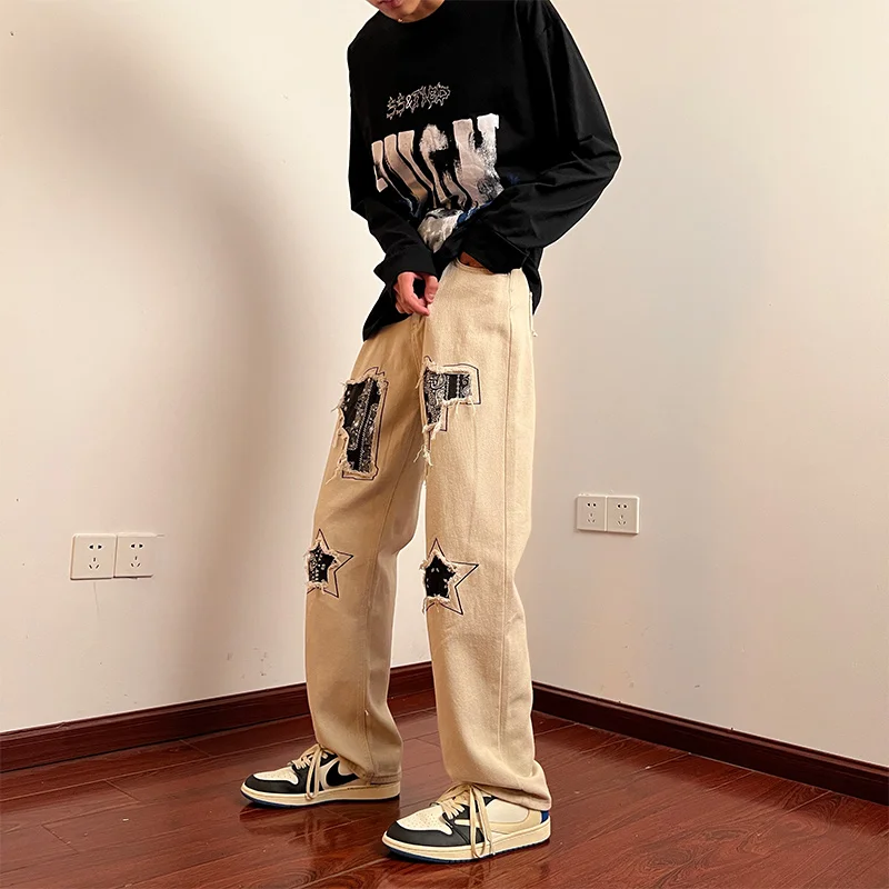 CAAYU 2022 New Baggy Jeans Men Fashion Harajuku Loose Casual Japanese Streetwear Straight Wide Leg Pants Male Clothing Pants Men