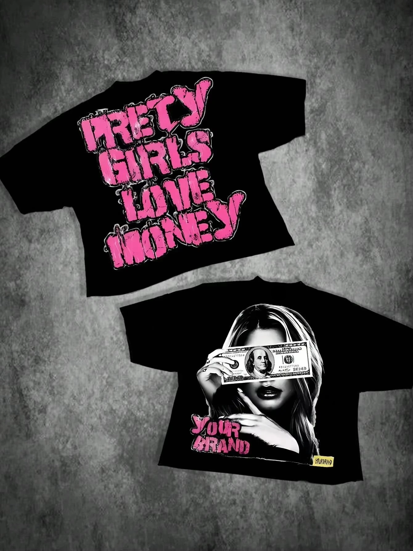 2026 Women Cropped Hip Hop Portrait Graphic T Shirt Dollar Y2K Pink Text Streetwear Crop Tee