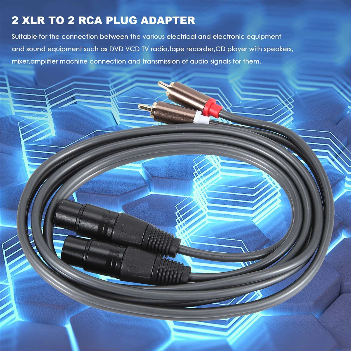 Dual Female Xlr to Rca Cable,Heavy Duty 2 Xlr Female to 2 Rca Male Patch Cable Hifi Stereo Audio Connection Cable WireABGI