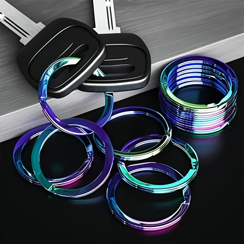 10PCS Colorful Rainbow Split Rings Metal Key Ring Connectors for Keychain Pendant DIY Craft Supplies