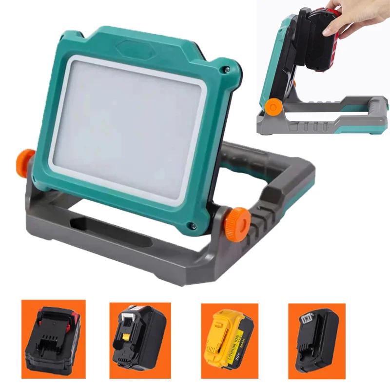 LED Work Light For Makita/DeWalt/Milwaukee/Bosch 18V Battery Floodlight Emergency Lamp Foldable Cordless Camping Tools Campfire