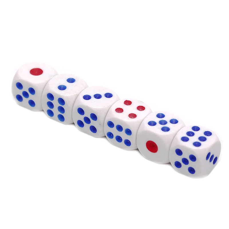 Dados de esquina redondos blancos acrílicos, juego de mesa portátil, 6 piezas, 10mm