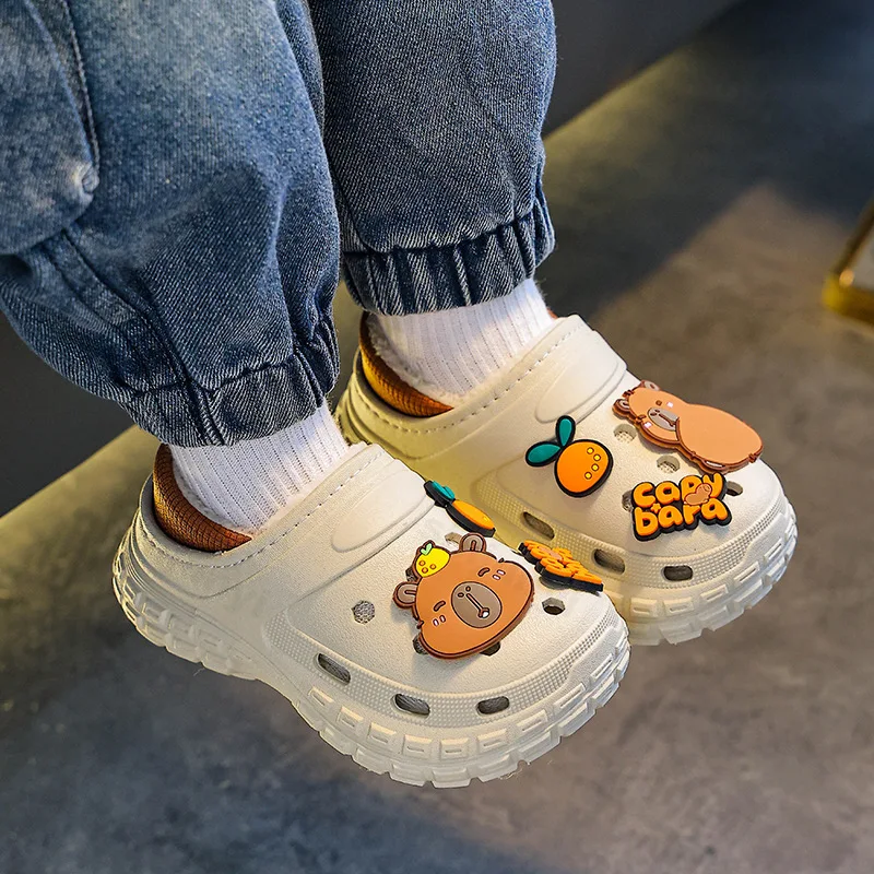 

Детская хлопковая обувь Capybara, зима 2021, детские садовые хлопковые тапочки «сделай сам», Нескользящие сабо с героями мультфильмов, домашняя плюшевая теплая домашняя обувь