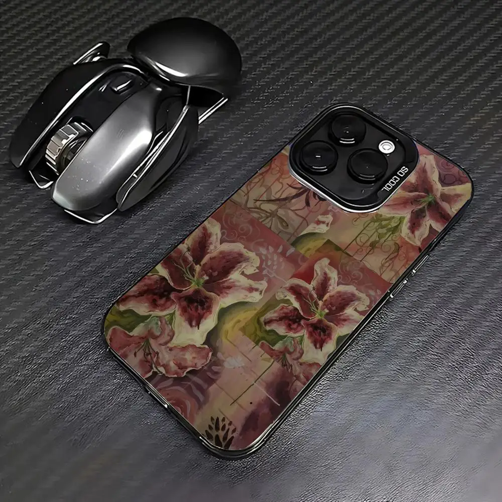 

Lily design case for iPhone17 16 15 14 13 12 11 Pro/ Max/Plus shock-proof rear cover anti-fingerprint