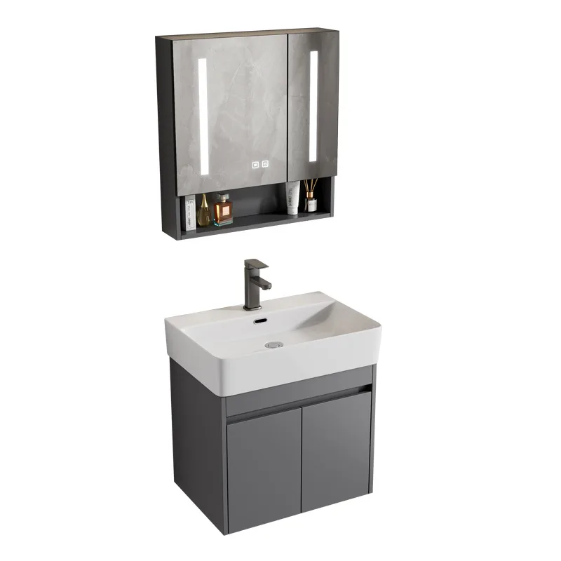 

Space aluminum bathroom cabinet combination small apartment ceramic integrated hand wash basin foreign trade small size hotel wa