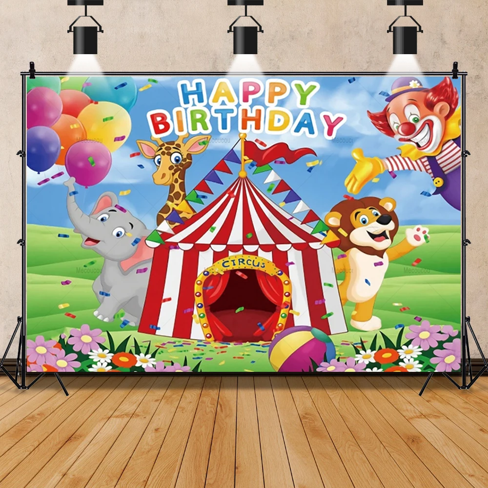 Circus Celebration Backdrops Vibrant Themes for Newborn Baby Birthday Custom Photography Carnival Photocall Studio Decor