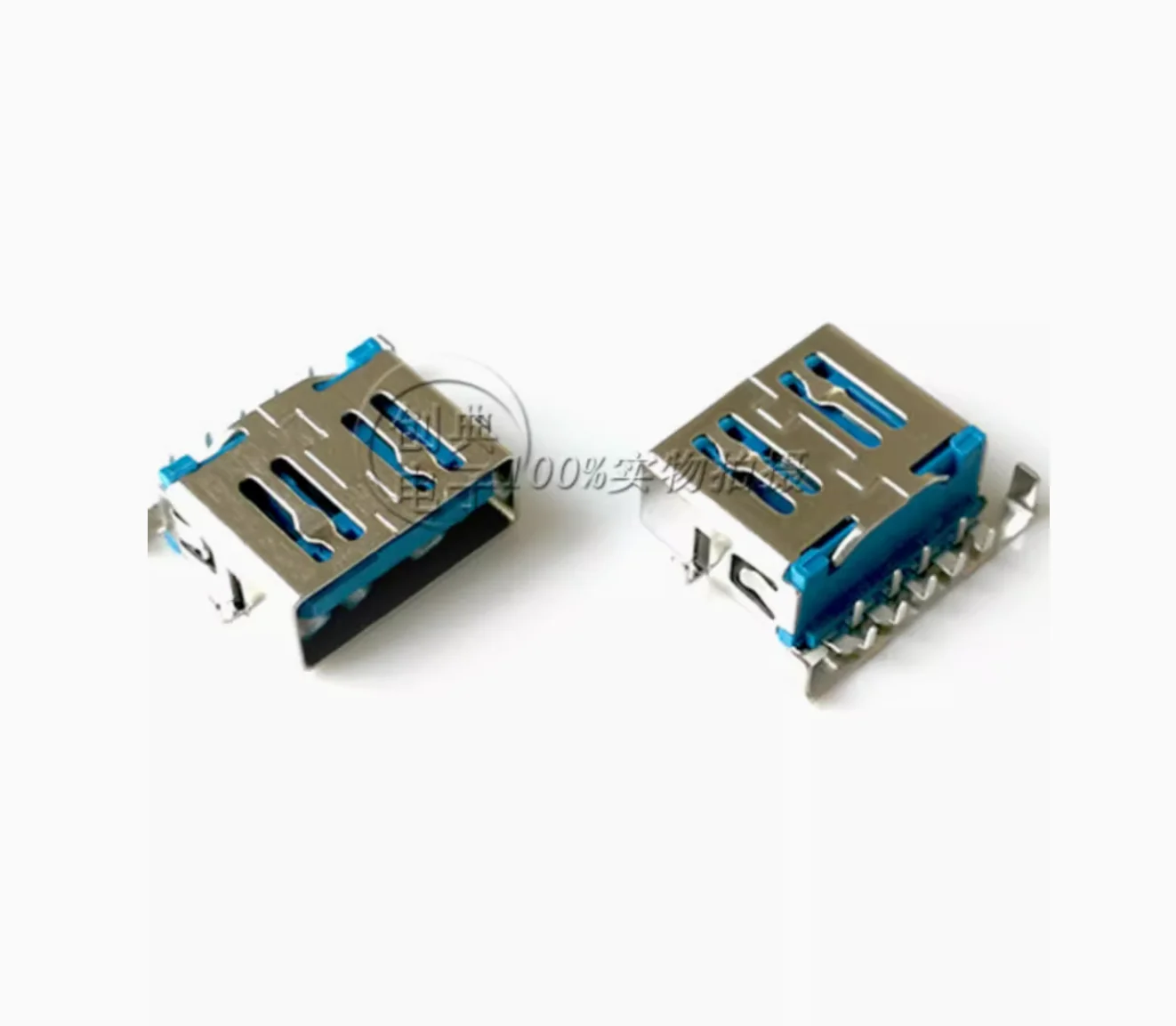 50pcs   USB 3.0 socket 9Pin female socket A type 90 degree DIP flat mouth reverse sinking plate 1.36H connector interface socket