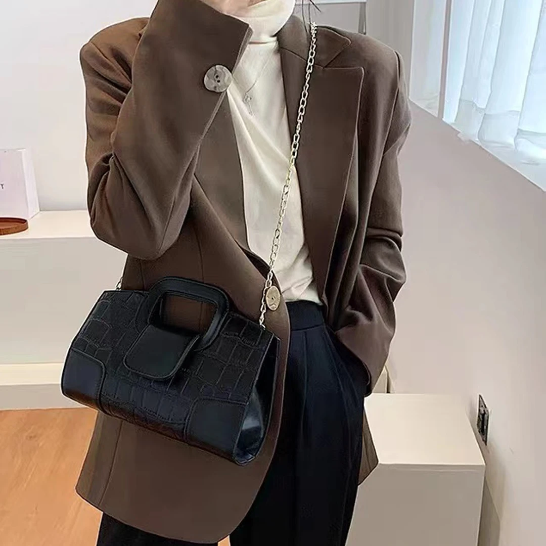 2023 neue Krokodil Korn PU Leder Handtasche für Frauen Vintage Große Kapazität Abend Tasche Einfache Elegante Party Clutch Tasche Shoulde – Detail 9