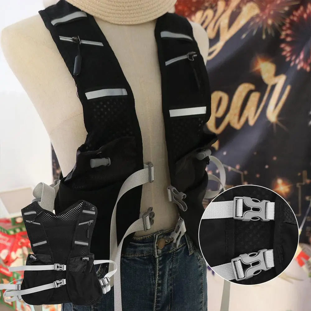 

Multi-pockets Hydration Running Vest Breathable Reflective Design Cycling Backpack Phone Storage Unisex Hiking Chest Pack