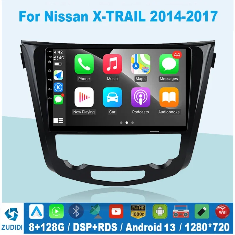 Android 13 For Nissan X-Trail Qashqai 2 J1T32 Qashqai J10 J11 2014 2015 2016 2017 2018 2019 GPS Carplay Car radio Dual lens