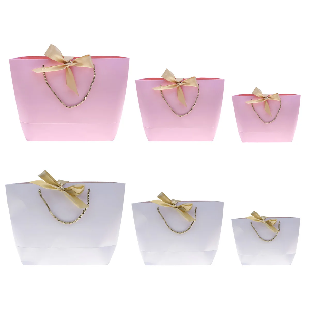 

3Pcs Elegant Ribbon-Decorated Yuanbao Paper Bags Large Capacity Reusable Gift Packaging Storage Bags for Party Wedding Shop Use