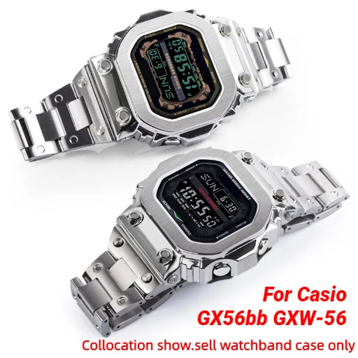 Mod Kit GX-56 Metal Case Strap For Casio GSHOCK G Large Square GX-56BB GXW-56 Bezel watchband Stainless steel men Solid Bracelet