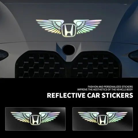 Colorful Reflective Laser Car Refit Personalized Wing Sticker For Honda Civic Accord Fit CRV Jazz Odyssey Insight Legend HRV