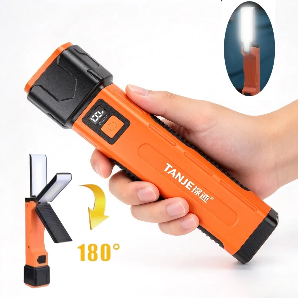 Portable COB Multifunctional Work Light 180° Fold Design Magnetic Base Type-C Charging LED Torch for Vehicle Repair Camping