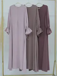 Eid Muslim Kaftan Plain Modest Under Dresses Abaya Dubai 2024 Palestine Women Arabic Islamic Clothing Caftan Marocain Musulmane