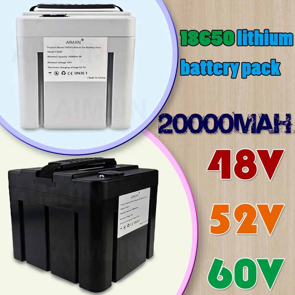 

18650 Lithium Battery Pack 48V52V/60V E-Bike Battery Box Case 20AH with Balance BMS Suitable for 250-2000W