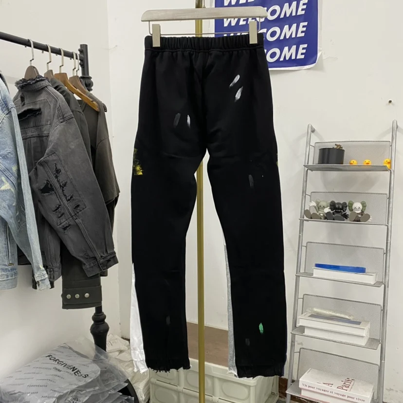 

Trendy Collaborative High Street Splatter fiti Patchwork Micro Flared Casual Pants ex Long Straight Leg Jeans