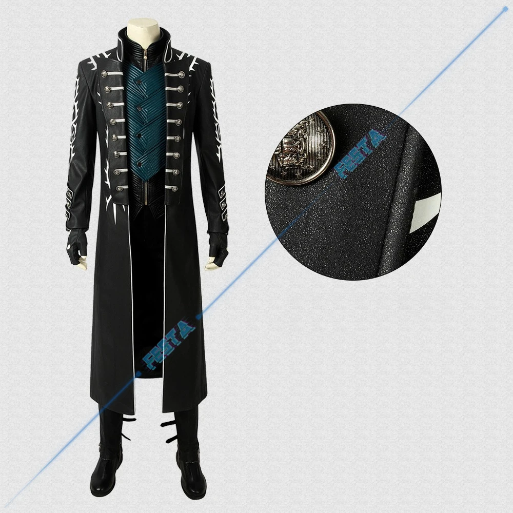 DMC5 バージルコスプレ衣装デビルメイクライ衣装黒フード付きマント