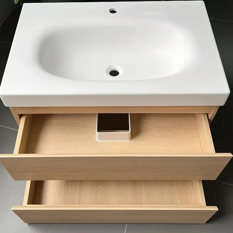 Cream wind bathroom cabinet integrated basin combination washbasin pure acrylic basin