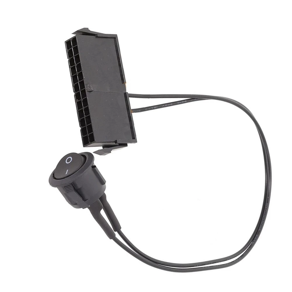 ใหม่ 24 Pin หญิง ATX PSU Power Supply Starter เครื่องทดสอบเริ่มต้นจัมเปอร์สวิตช์เปิดปิดสาย 18AWG 30 ซม.