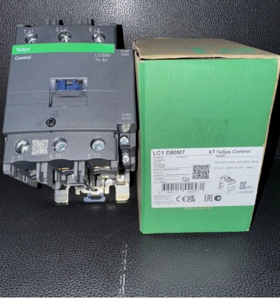 

Brand New LC1D80M7 Contactor 3P, 3NO, 80A, 220V AC, screw clamp terminals Expedited shipping