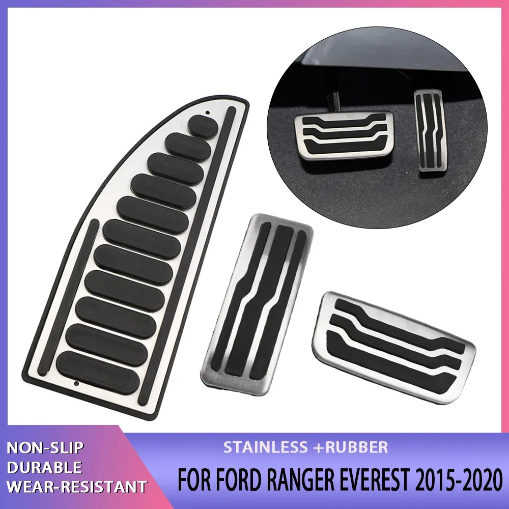 Stainless Car Gas Pedals Fuel Brake Pedal Pads Cover for Ford Everest Endeavour Raider Ranger 2016 2017 2018 2019 2020 2021 2022