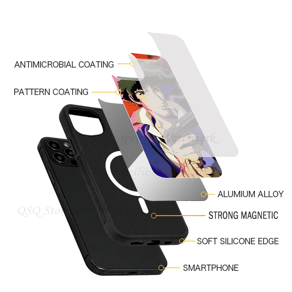 Anime C-Cowboy Bebop Phone Cases For IPhone 15 14 13 Pro Max 11 12 Mini Alex Mirror TPU Shell