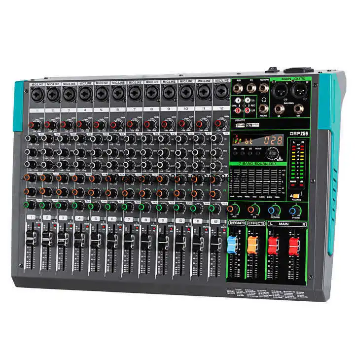 

Professional 12-Channel Digital Audio Mixer Console 256 DSP with USB Connection Metal Plastic Material for Stage Use