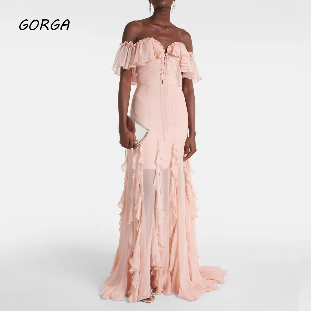 GORGA-Vestido simples da sereia chiffon querida, fino, fora do ombro, vestido OcPassion, até o chão, querida, 2021