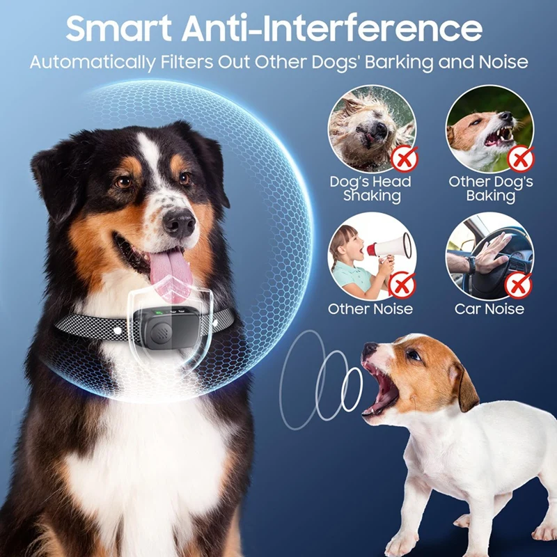 Collare antiabbaio ABBN, collare antiabbaio per cani di taglia grande e media con 5 sensibilità regolabili, collare per abbaiare automatico