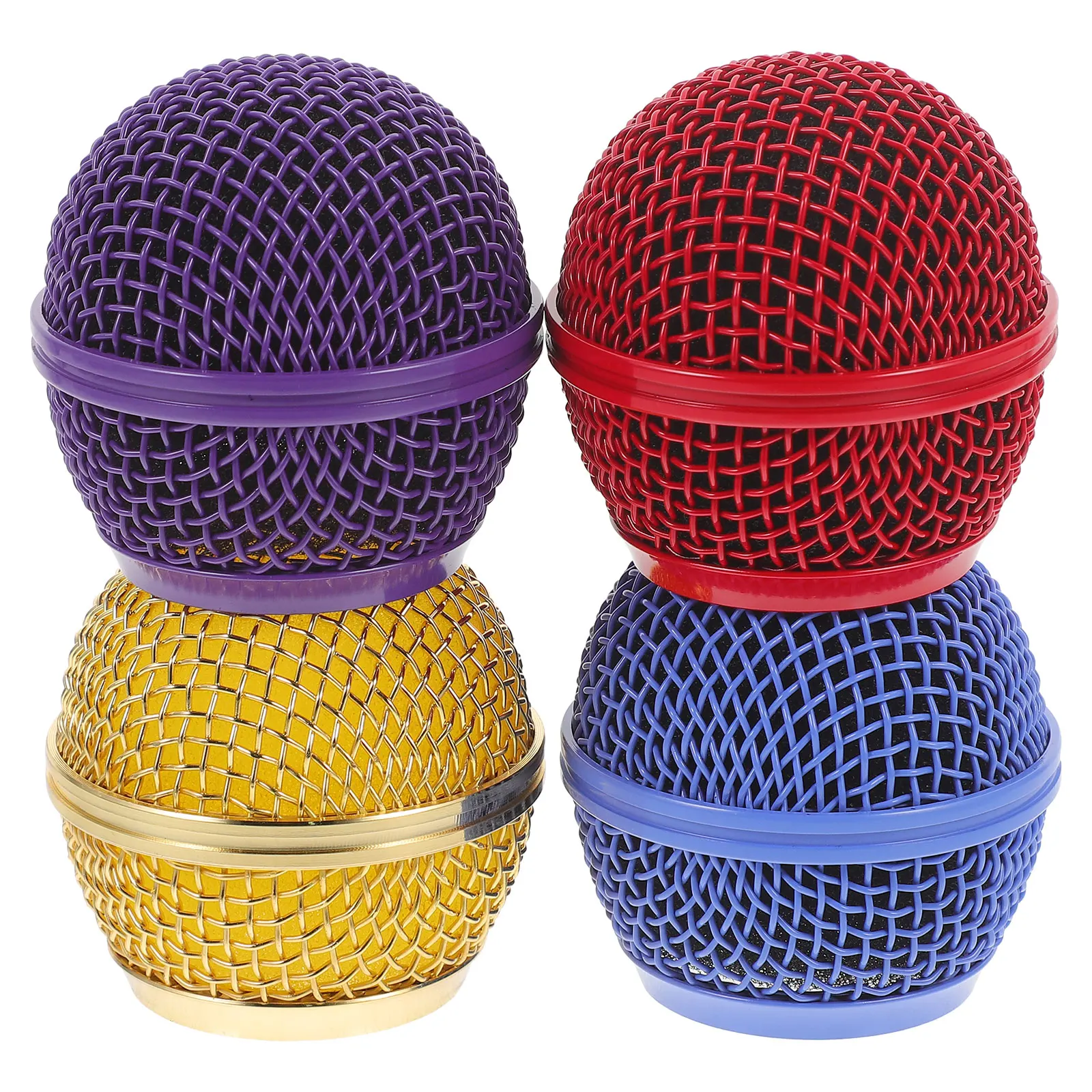 

4pcs Microphone Mesh Grille Replacement Ball Covers Colored Metal Mic Heads for Wired Wireless Easy Cleaning Durability for mic