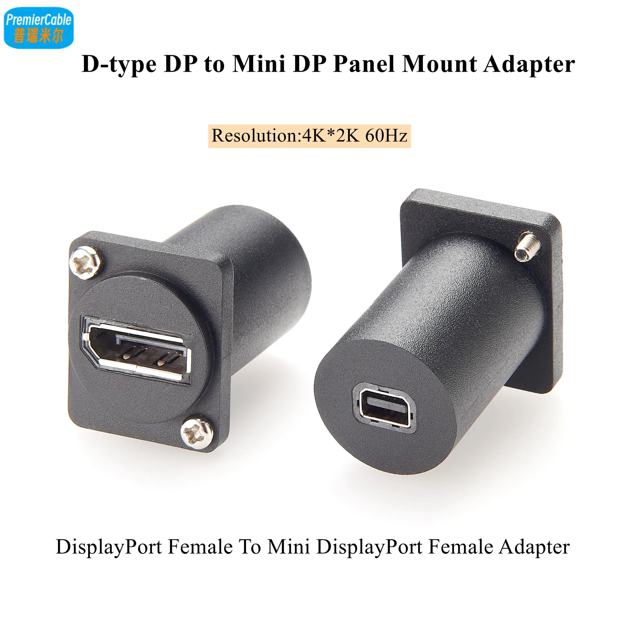 DP1.4 แผง Mount Feedthrough Connector 4K @ 60Hz D-Type และ XLR แผง Mount DisplayPort ไปยัง Mini DisplayPort ฟีดผ่านอะแดปเตอร์