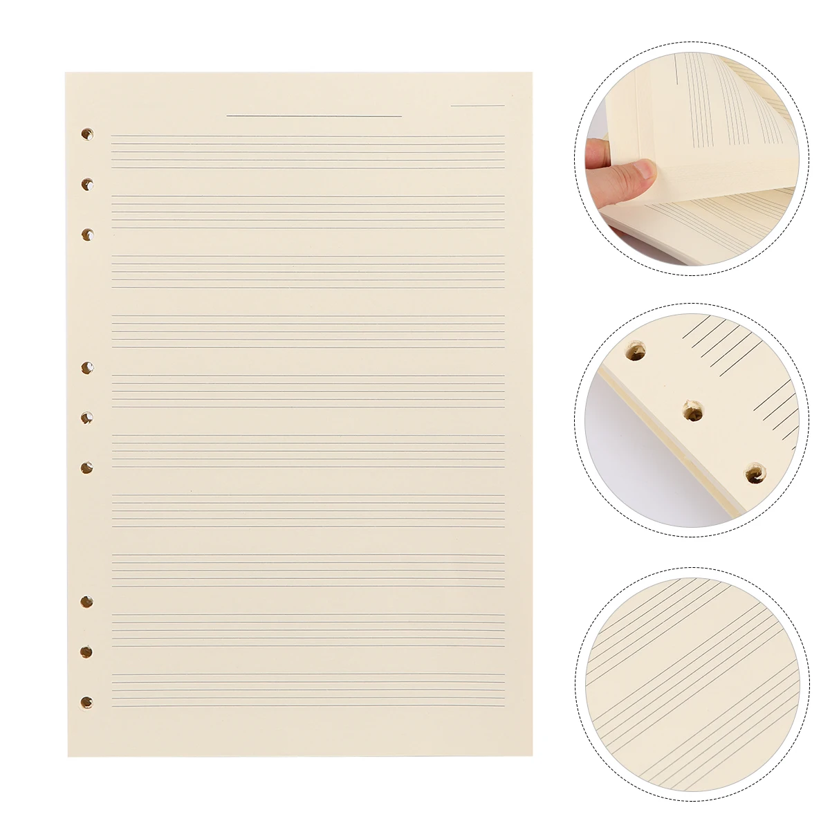 100 Sheets Five Wire Inner Core Manuscript Paper Notebook Staff Music Loose Leaf Blank Sheet Music Refill Musicians 3mm Line