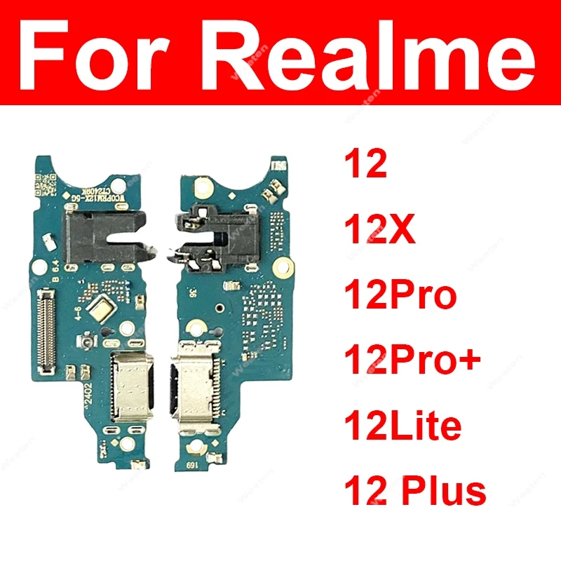 

USB-плата для зарядки Realme 12 12X 12 Pro 12Lite 12Pro Plus 4G 5G USB-док-станция для зарядного устройства USB-разъем Гибкий кабель Детали разъема