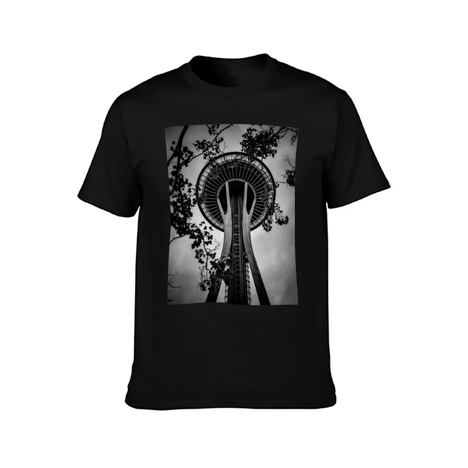 travel wall tapestry trees tapestries Space Needle in Seattle, Cascadia T-Shirt summer top Aesthetic clothing men t shirt