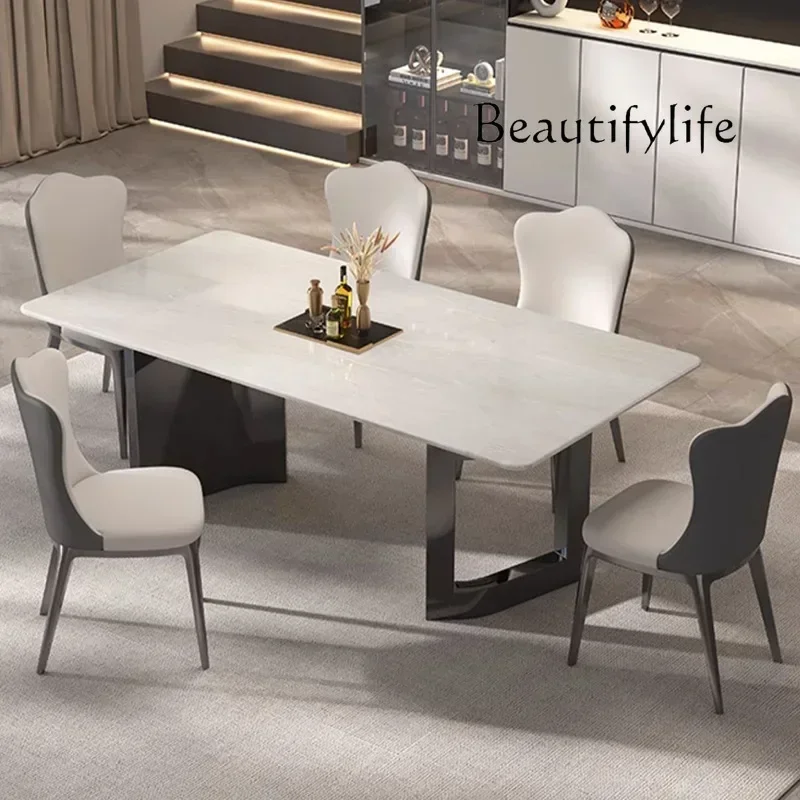 A Natural Luxury Stone Dining Table High-end Cary Ice Jade Home Modern Italian Light Luxury Rectangular Marble