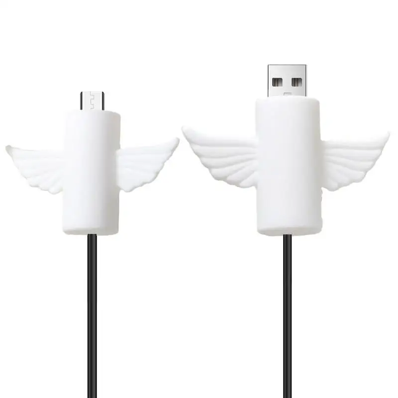 Data Cable Protector 2pcs Silicone Phone Cord Protector Angel Wing Shape Phone Charger Data Cable Anti-Break Cover