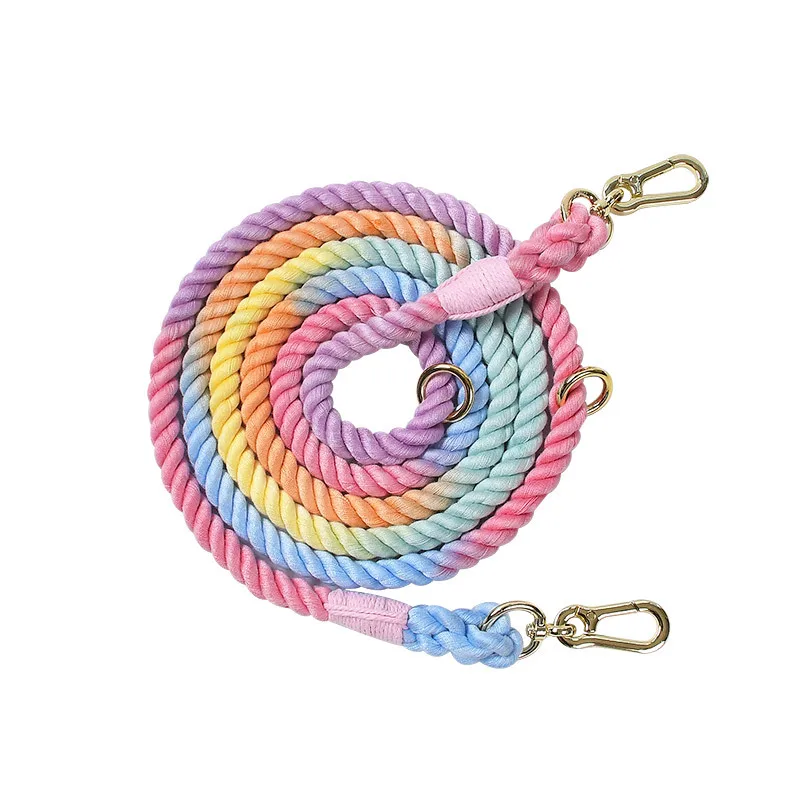 Wholesale Stocked Western Style Small Medium Large Factory Braided Rope Pet Leads Luxury  Multiway