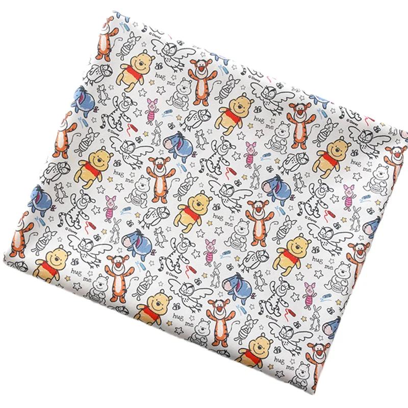 Winnie The Pooh Piglet Eeyore Tigger Pattern Fabric By The Half Yard,Disney Printed Cotton Fabric For Sewing Dress Bags Clothes