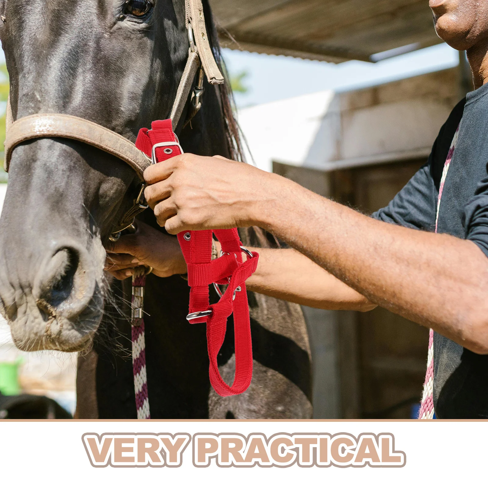 حزمة تدريب الفروسية للشباب، مجموعة حبل رسن مبطن مريح من النايلون عالي التحمل لآلات ركوب الخيل الآمنة