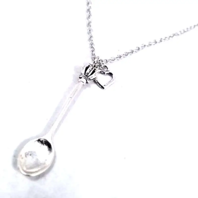 Tiny Tea Spoon Necklace Pendant For Women Heart Dinosaur Elephant Owl Butterfly Horse Skull Knife Choker Jewelry Gift Bijoux