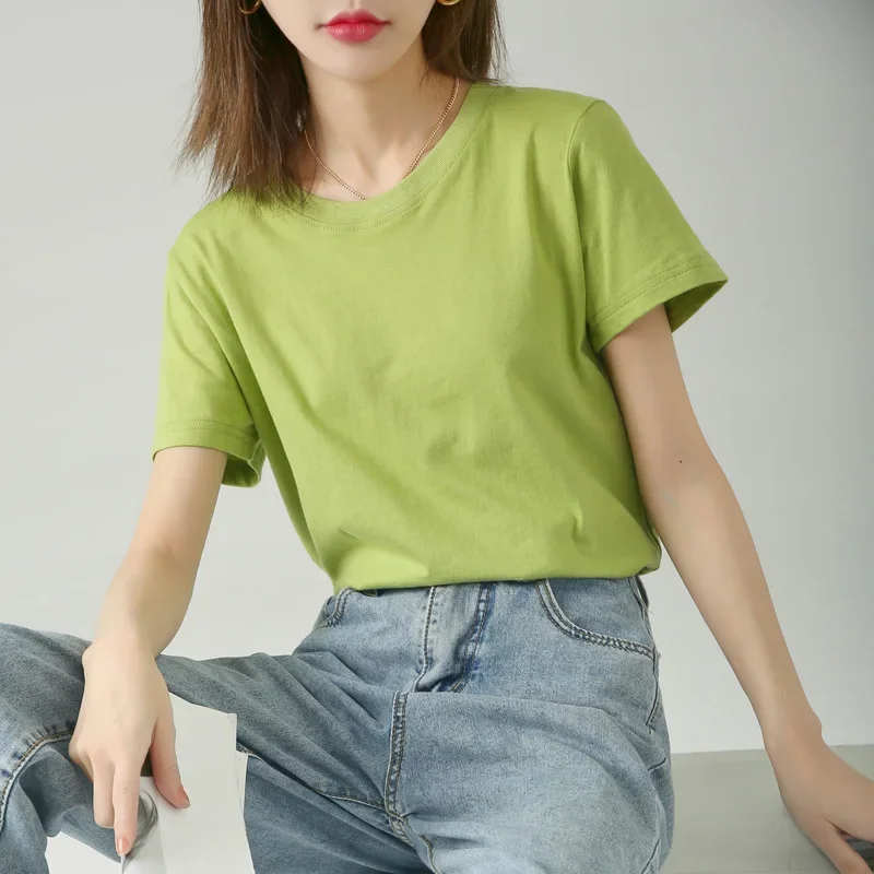 MRMT 2025 Brand New Women t Shirt t-Shirt For Female Pure Cotton Solid Color Short-Sleeved Women's T-Shirt Round Neck Loose Top