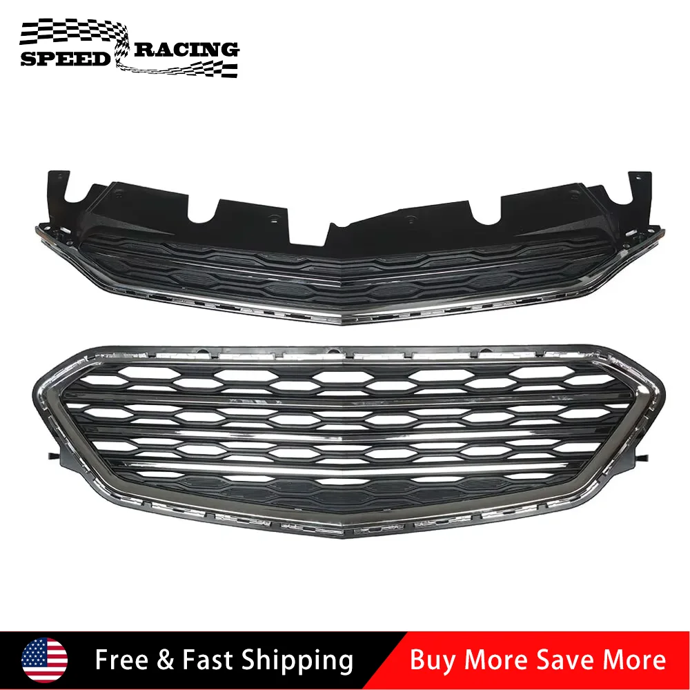 

2pcs Durable Front Upper Lower Grille Bumper Grill Set For 2016-2017 Chevrolet Equinox Black