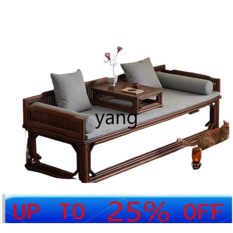

LMM black walnut new Chinese solid wood simple dual-purpose push-pull solid wood sofa bed