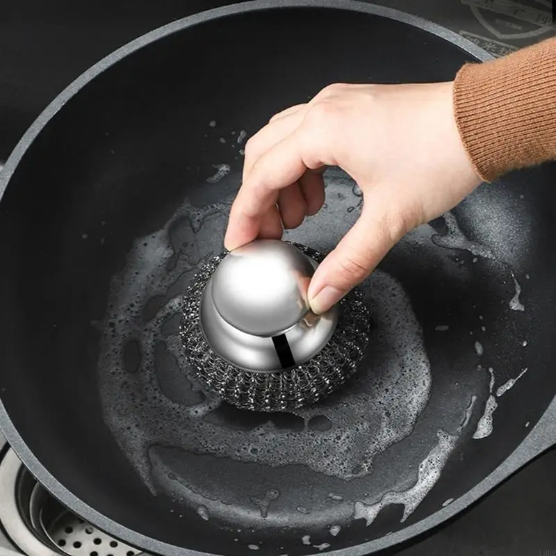 L9BE Steel Wool Scrubber with 5pcs Wire Pad For Removing Residues From Pans Cleaner