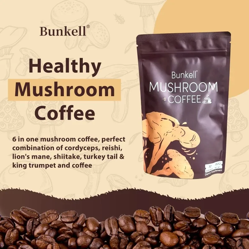 Mushroom Coffee Blend Supplement - Helps with Energy, Stress Management, Focus, Immunity, Digestion and Antioxidant Support